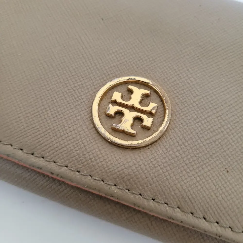 Tory Burch Robinson Wallet Clay Equestrian Orange Leather Envelope Continental